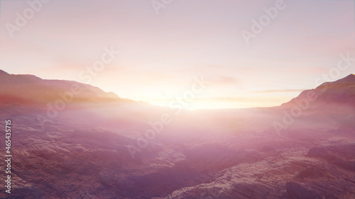 rocky landscape at sunrise, rough ground background 
