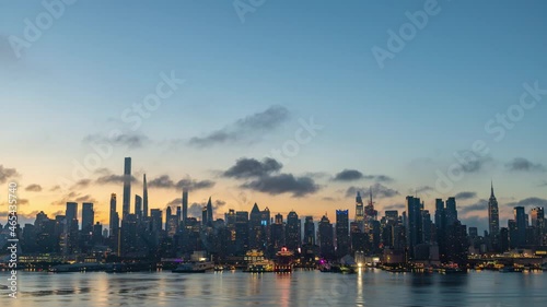New York City Midtown Skyline Night to Day Sunrise Timelapse, September 2021, from Weehawken, NJ photo
