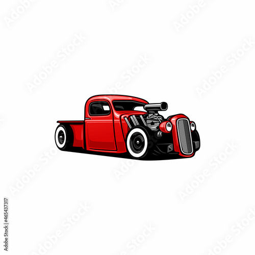 Vector illustration of classic hot rod, isolated on the white background	