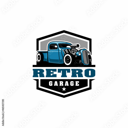 classic hot rod - american retro car logo with emblem style Fototapete