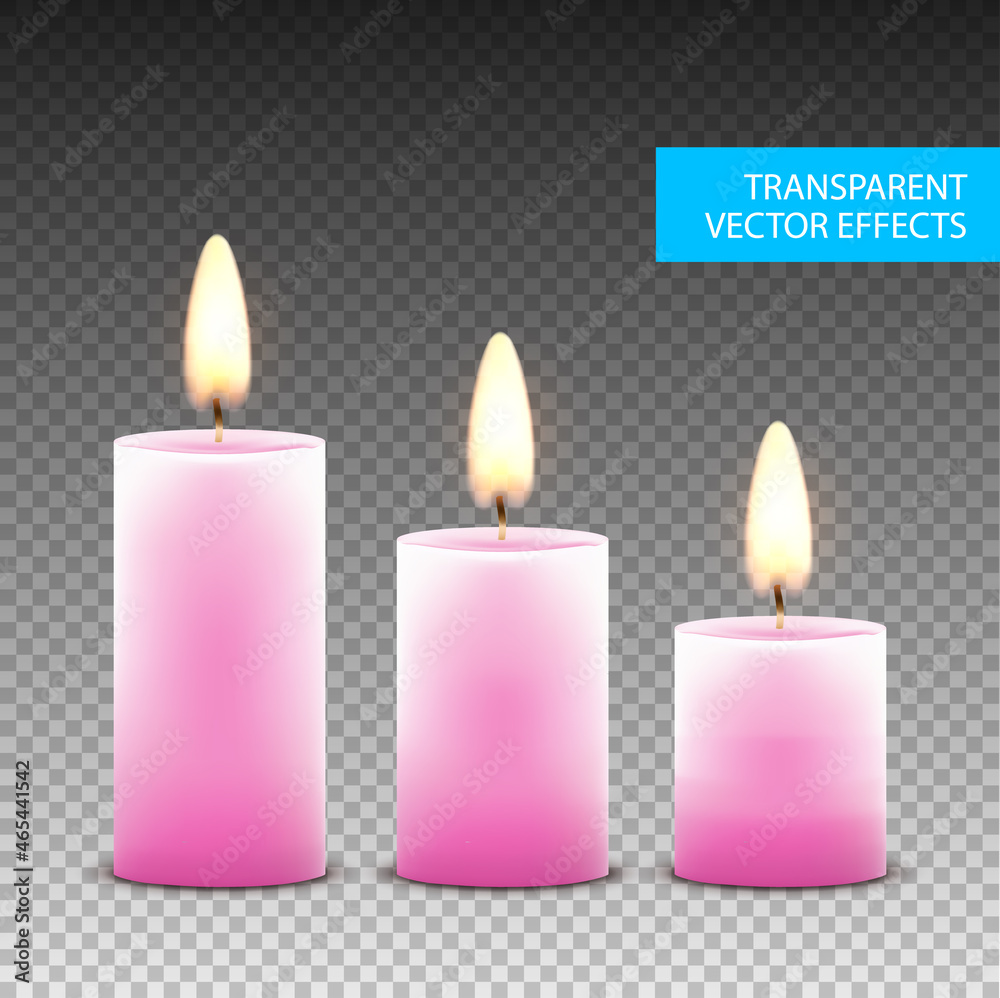 Vector candle wax isolated decoration. Candlelight flame for celebration. Glowing realistic candle light on transparent Vector candle wax isolated decoration. Candlelight flame for celebration. Glowing realistic candle light on transparent