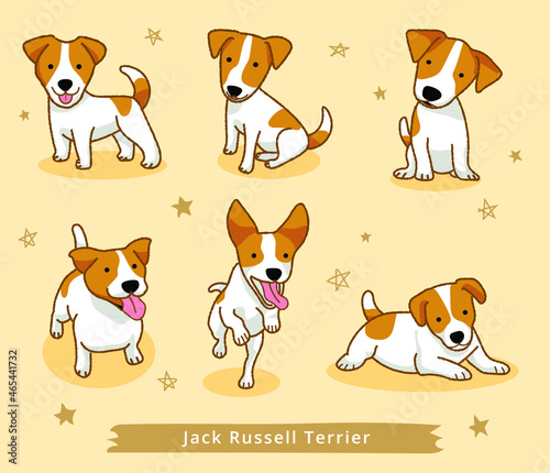 Cartoon Jack Russell Terrier Dog set