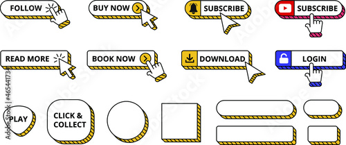 Web buttons collection with hand point,Cursor arrows
