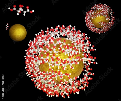 Gold nanoparticles (AuNPs) are small gold particles are also known as colloidal gold with citric acid coated