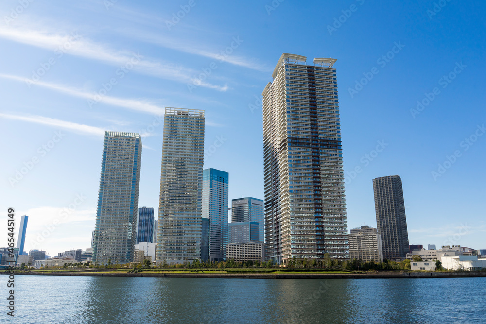 東京ベイエリア　豊洲、晴海運河の風景