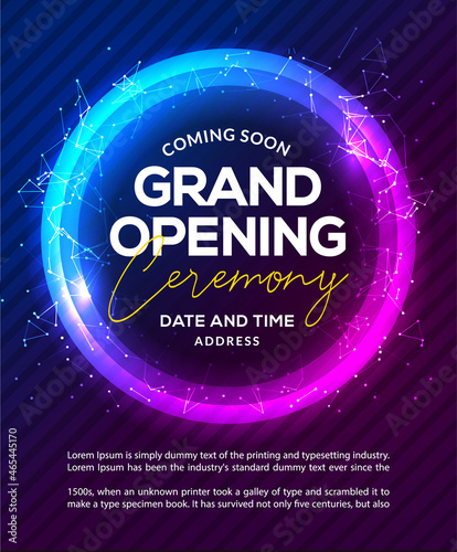 Grand Opening ceremony poster concept invitation. Grand opening event decoration party template