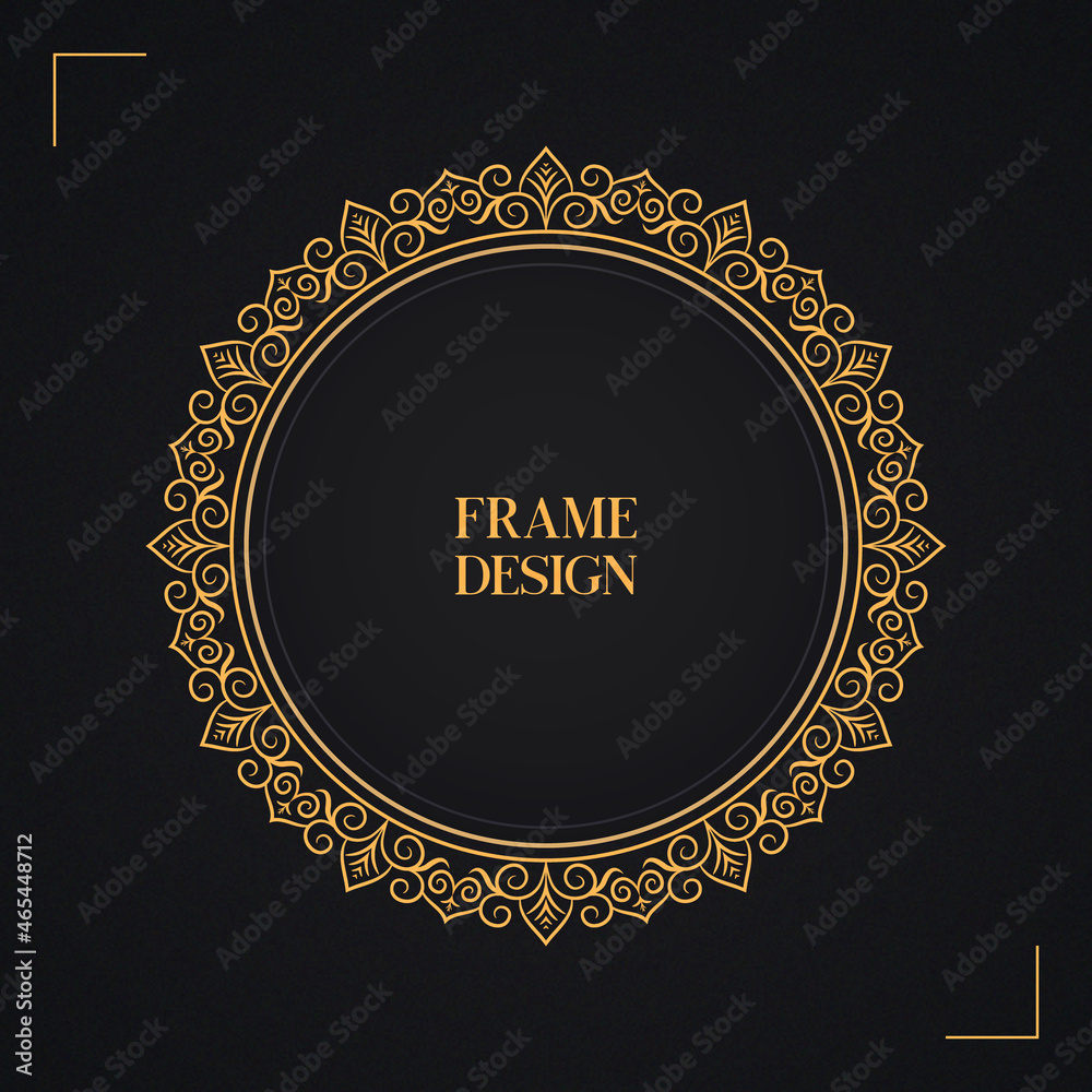 Abstract border luxury mandala design frame in gold color
