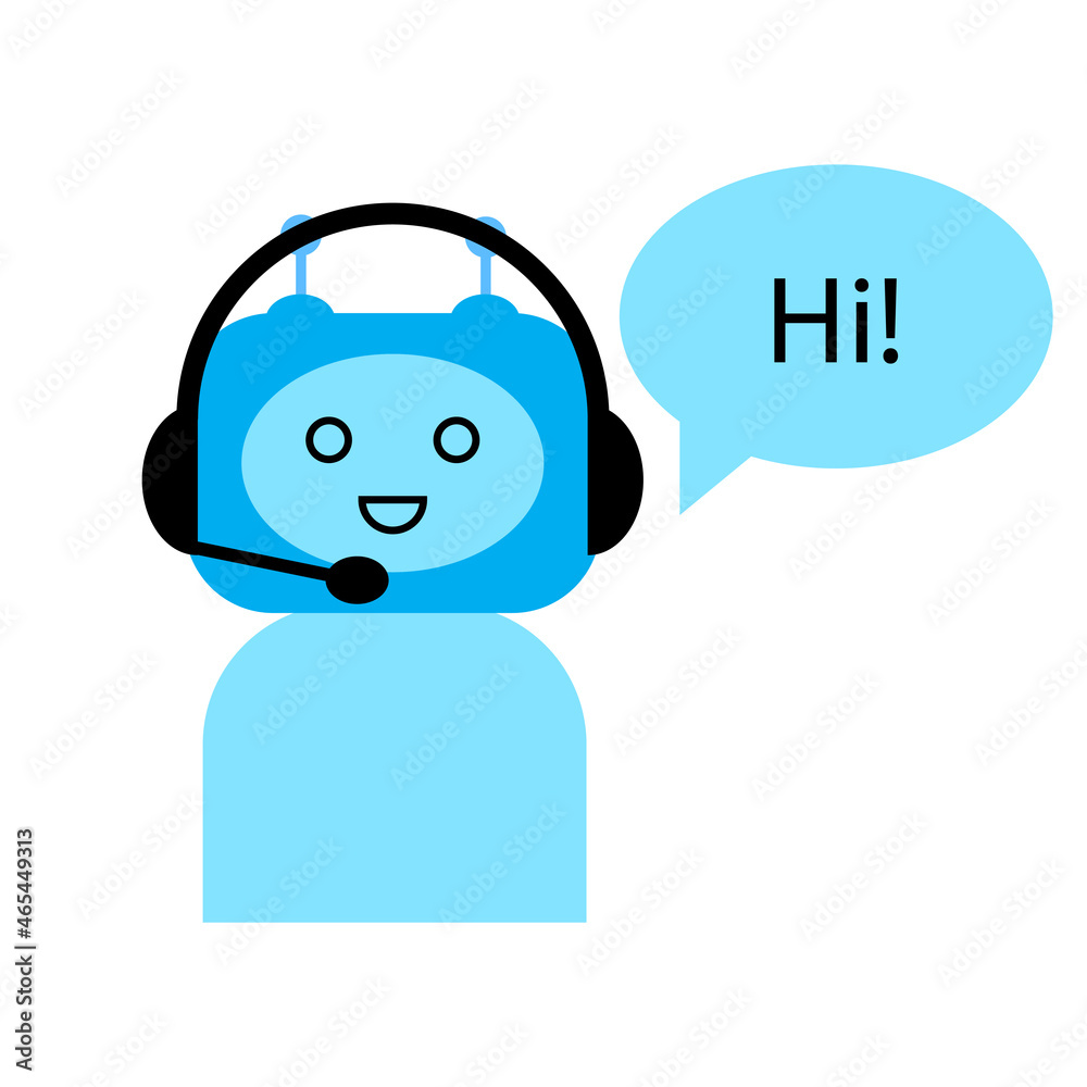 Communication bot sign. Chat element. Online assistant. Computer robot. Blue icon. Vector illustration. Stock image. Communication bot sign. Chat element. Online assistant. Computer robot. Blue icon. Vector illustration. Stock image.