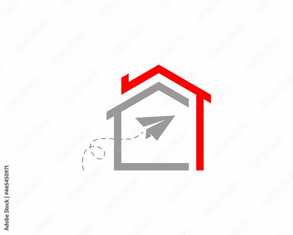 Paper plane inside to house logo Paper plane inside to house logo