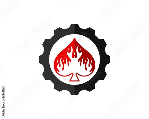 Mechanical gear with spade and fire inside