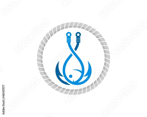 Circular rope with fishing bait and fish inside