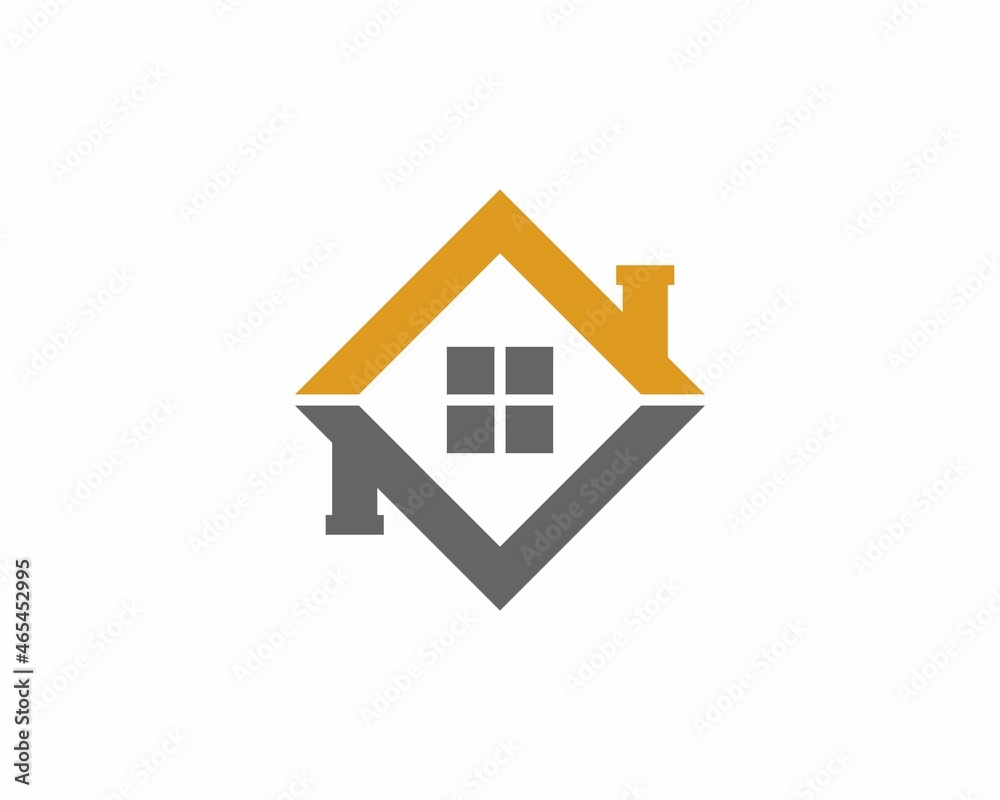 Roofing house with square shape logo