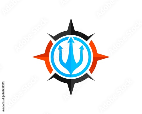 Modern compass with abstract trident inside