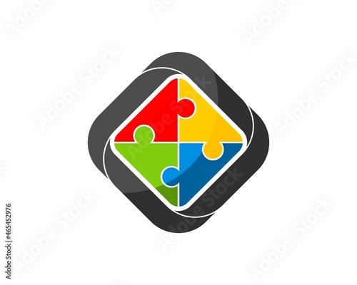 Square shape with abstract puzzle inside