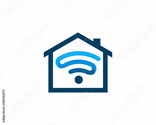 House with network connection symbol inside