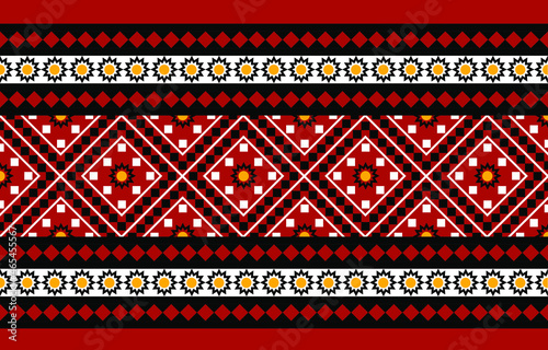 Geometric ethnic oriental seamless pattern traditional Design for background,carpet,wallpaper.clothing,wrapping,Batik fabric,Vector illustration.embroidery style - Sadu, sadou, sadow or sado