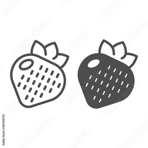 Strawberry with leaves, slot machine line and solid icon, gambling concept, slot fruit machine vector sign on white background, outline style icon for mobile concept and web design. Vector graphics.
