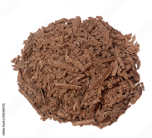 cacao nibs powder on white background
