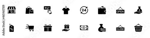 e commerce icon set vector, shopping icon set	