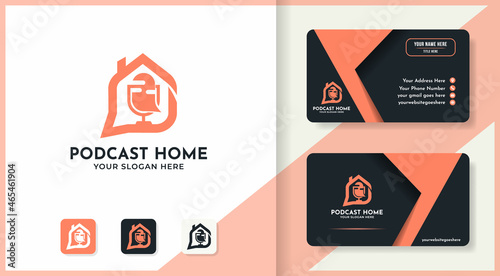 podcast house logo design and business card