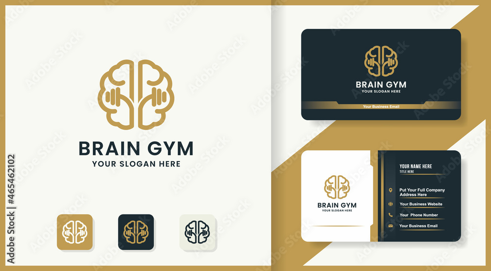 Fototapeta premium brain health gym logo design and business card