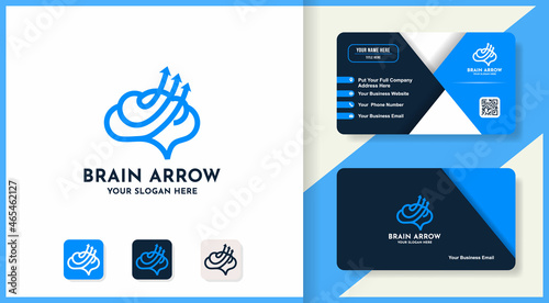 brain arrow logo design use line concept and business card