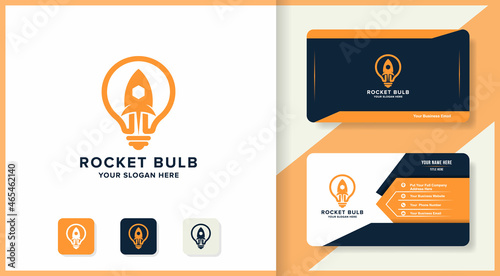 rocket bulb modern logo and business card design