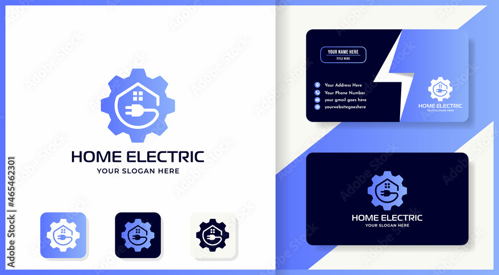 shapes gear plug house logo design and business card shapes gear plug house logo design and business card