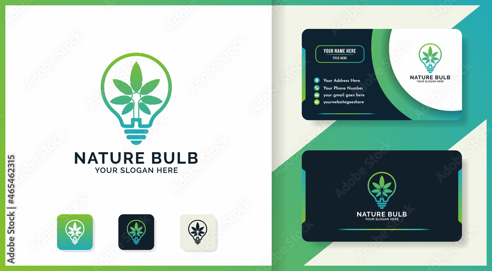 natural bulb logo design and business card