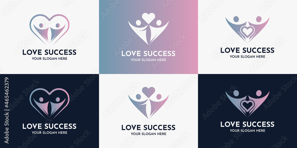 abstract people and love symbol, inspiration logo for success household