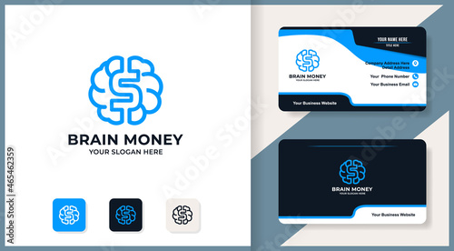 brain dollar logo design, inspiration design for hard worker and smart money