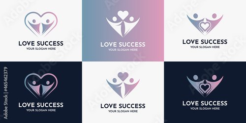 abstract people and love symbol, inspiration logo for success household