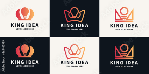 crown bulb logo abstract luxury symbol set