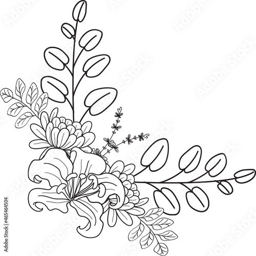 Fototapeta Naklejka Na Ścianę i Meble -  Floral Wreath Plant Arrangement Decorative Ornament Save the Date Invitation