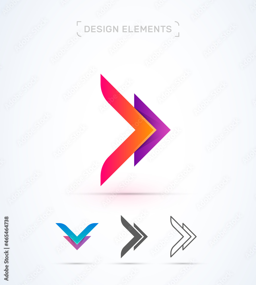 Arrow logo design template. Modern vector 3d, flat and line art styles ...