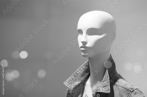 mannequins inside a fashion house In glass