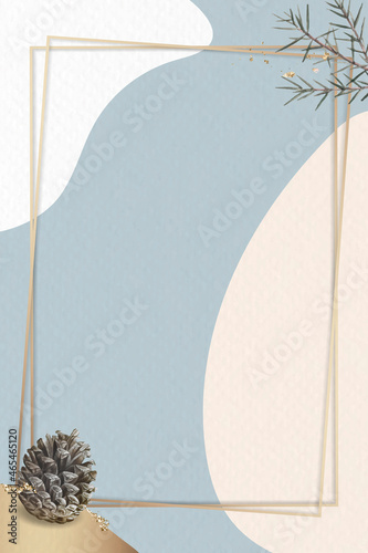 Rectangle gold frame on minimal patterned background vector