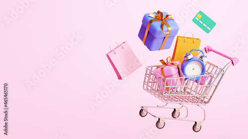 3d shopping cart promo scene