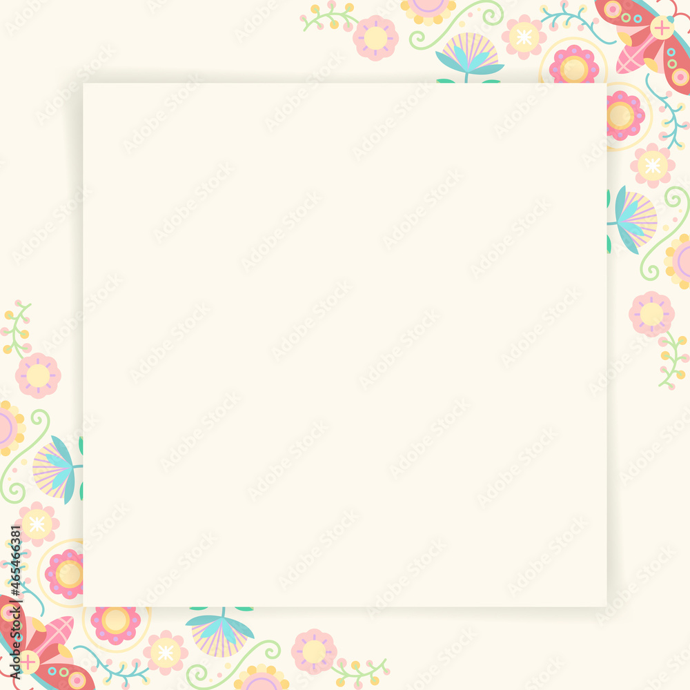 Pastel folk art design element frame vector Pastel folk art design element frame vector