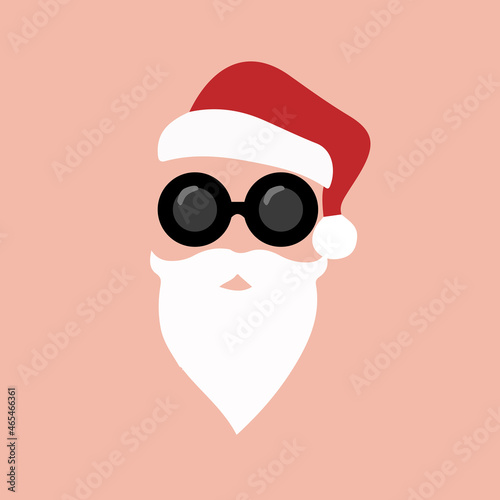 santa clause icon with sunglass on pink background
