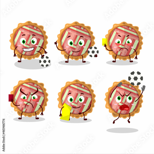 Rhubarb pie cartoon character working as a Football referee