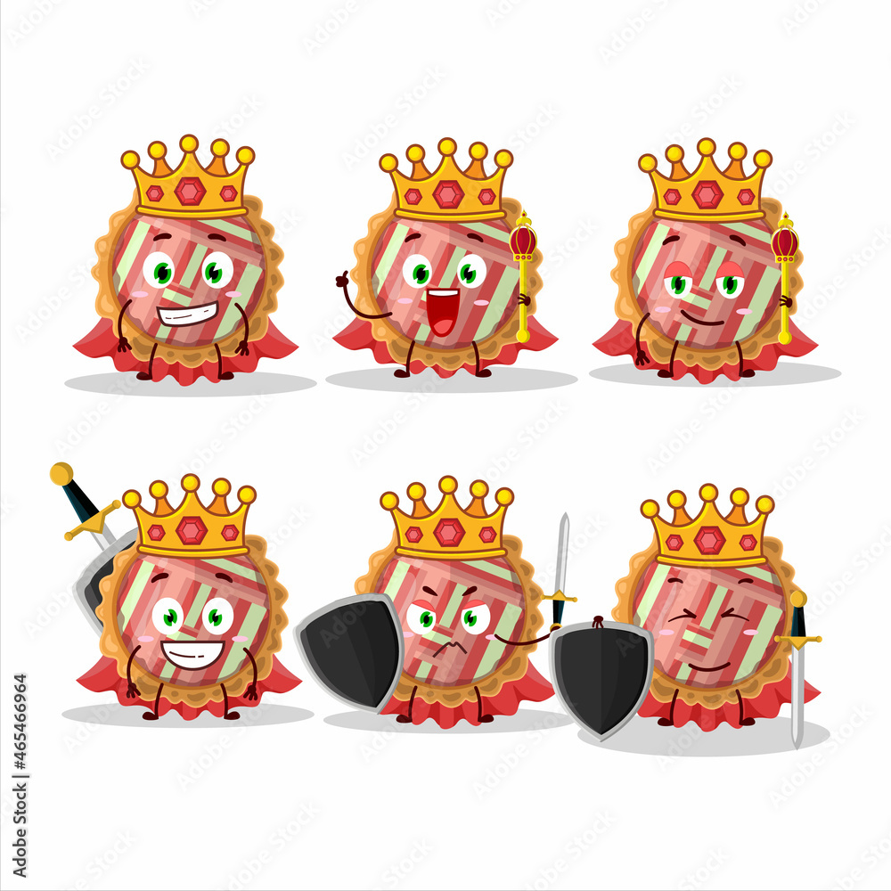 Fototapeta premium A Charismatic King rhubarb pie cartoon character wearing a gold crown