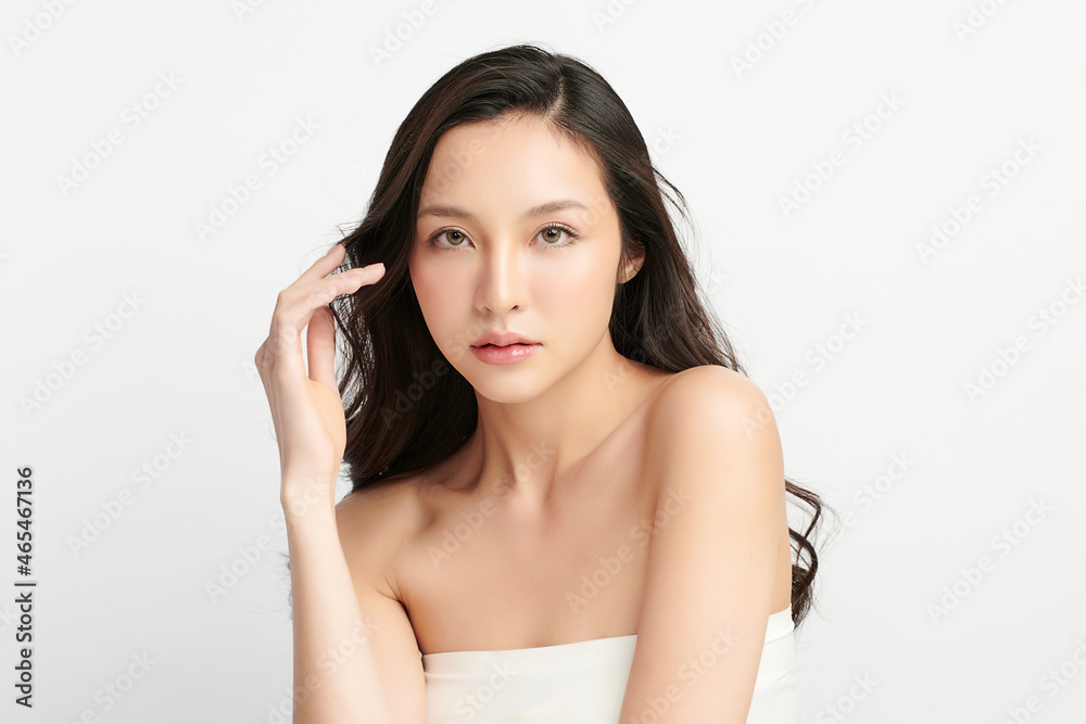 Beautiful young asian woman with clean fresh skin on white background, Face care, Facial treatment, Cosmetology, beauty and spa, Asian women portrait. Beautiful young asian woman with clean fresh skin on white background, Face care, Facial treatment, Cosmetology, beauty and spa, Asian women portrait.