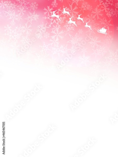 雪とサンタクロースのフレームがある赤色の背景素材 © tota