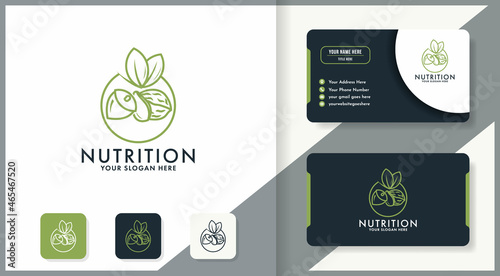 simple nuts logo design use line art and business card