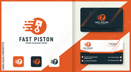 fast piston logo design and business card