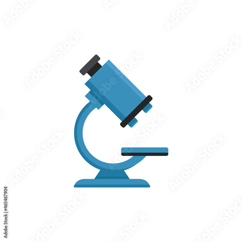 Microscopio de laboratorio. Concepto de ciencia, investigación. Ilustración vectorial, estilo azul