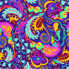 Keuken achterwand Kleurrijk patronen Psychedelisch neon paddenstoelen patroon  © Yuliya