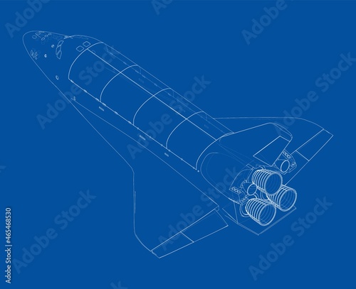 Space shuttle. Vector rendering of 3d