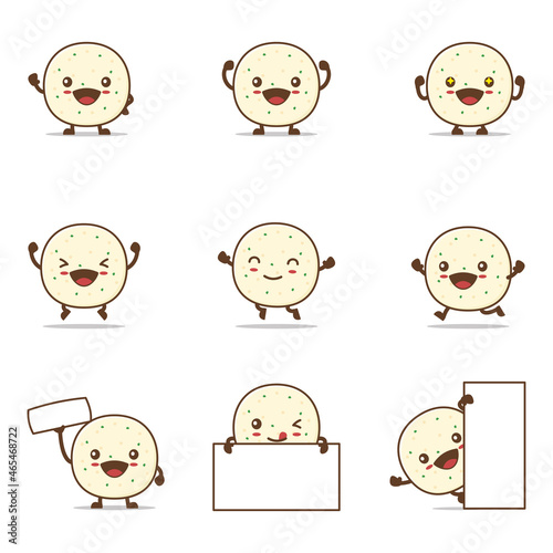 cute idli sambar cartoon. indian food vector illustration, with happy facial expressions and different poses
